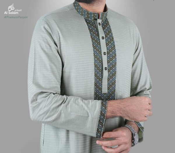 Al-Salam-السلام - Premium Quality Lemon Color Semi Long Panjabi For men