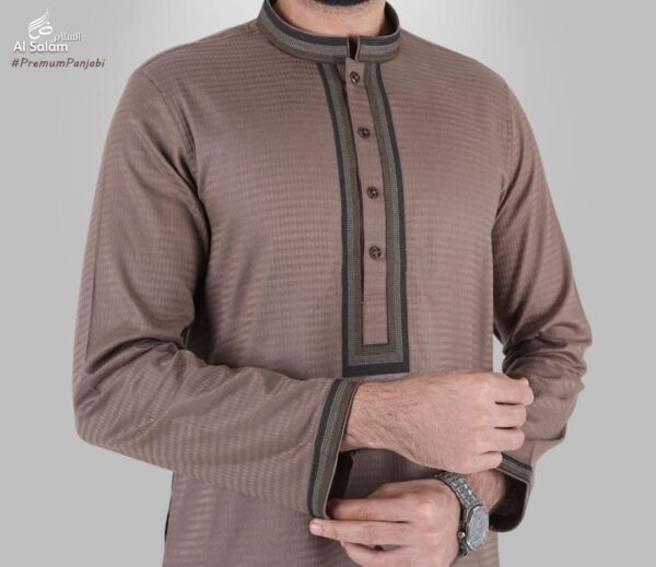 Al-Salam-السلام - Premium Quality Beige Color Semi Long Panjabi For men